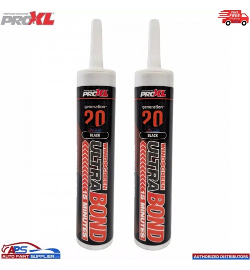 2x PRO XL Ultra Bond 1k Windscreen Sealant Polymer Ultra MS Adhesive Black 290ml
